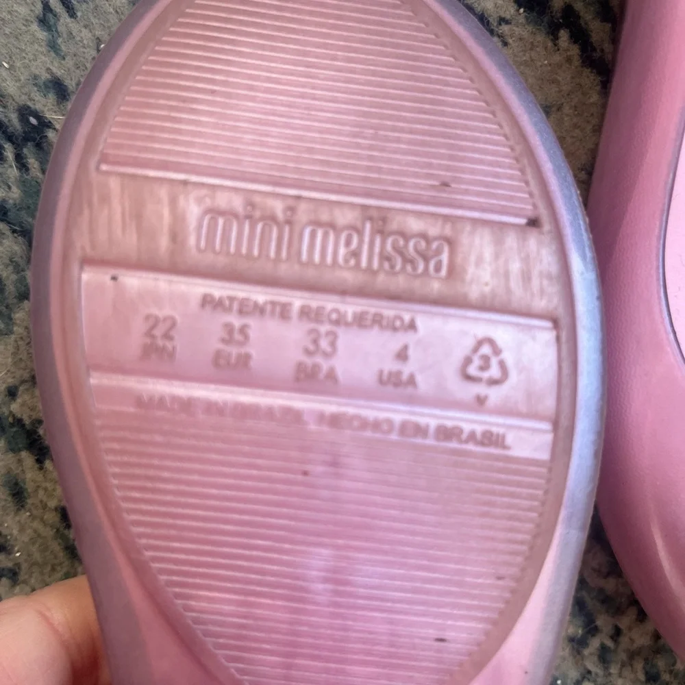 Barbie Mini Melissa light Pink Jelly Ballet Flats with Heart Accent shoes size 4